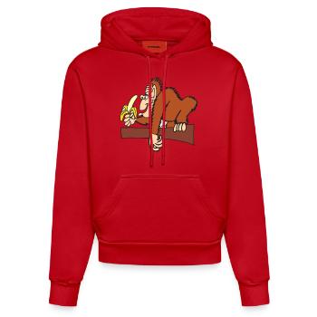 AFFE MIT BANANE! - Organic Fitted Hoodie Made in EU - Rot - Vorne
