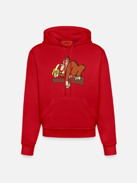 AFFE MIT BANANE! - Organic Fitted Hoodie Made in EU - Rot