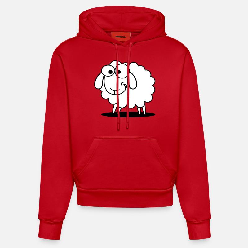 mouton - Sweat à capuche bio ajusté fabriqué en UE - rouge