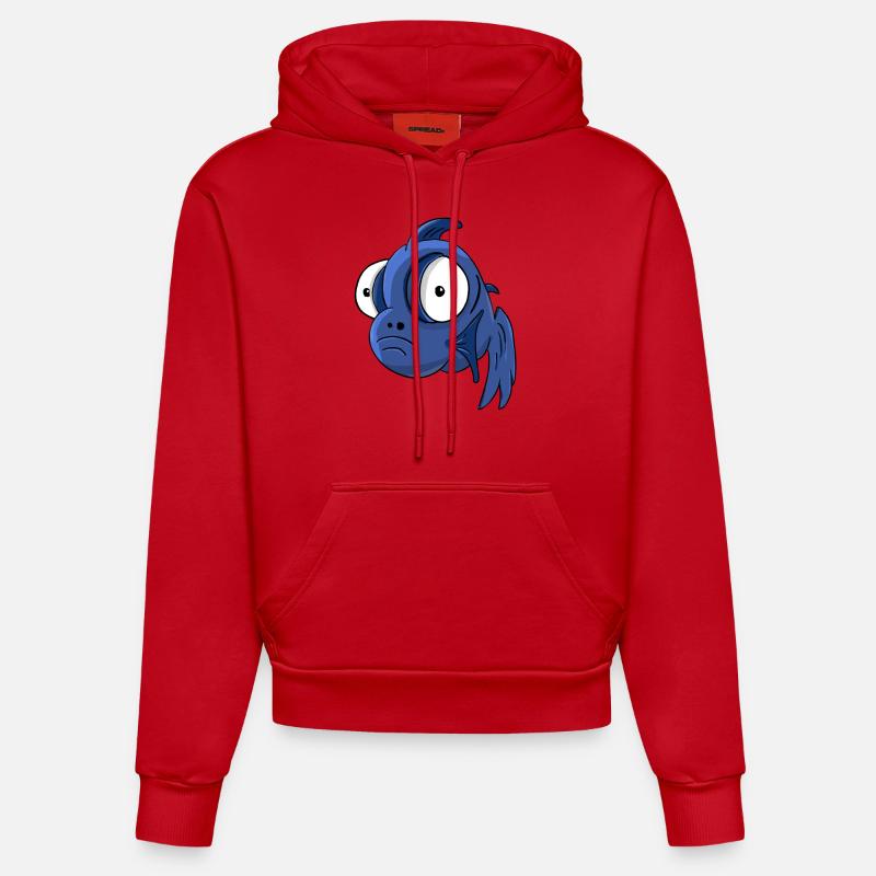 poisson - Sweat à capuche bio ajusté fabriqué en UE - rouge