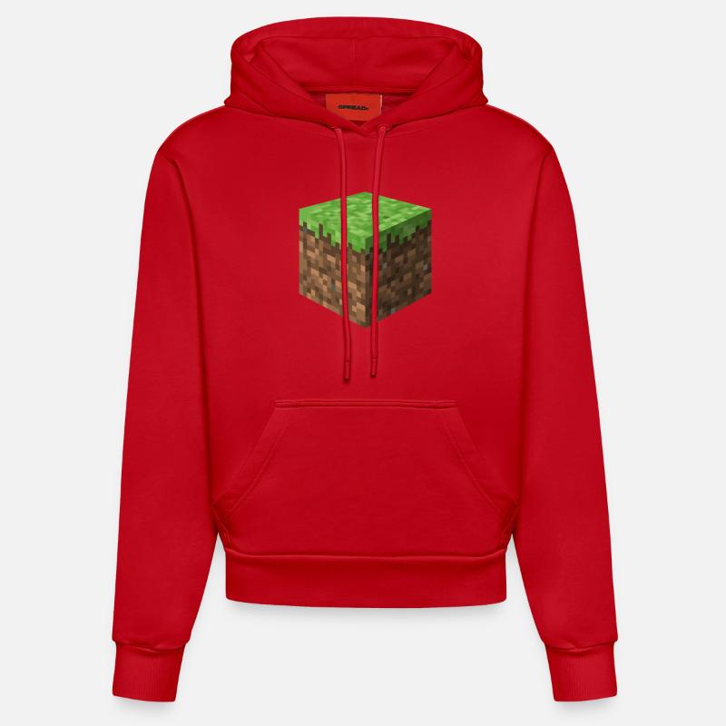 Bloc 3D - Sweat à capuche bio ajusté fabriqué en UE - rouge