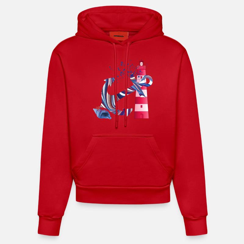 ancre e 247 - Sweat à capuche bio ajusté fabriqué en UE - rouge