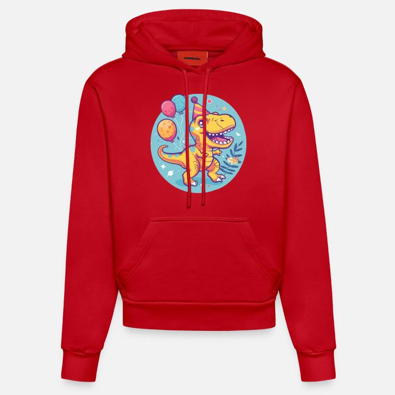 dinosaure t-rex anniversaire bébé - Sweat à capuche bio ajusté fabriqué en UE - rouge