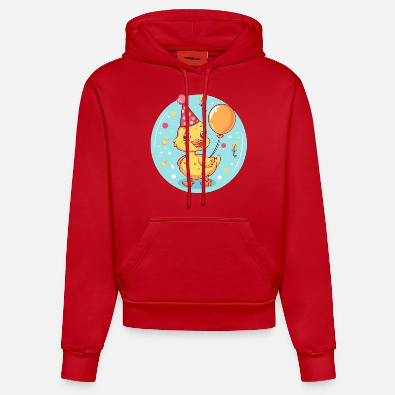 Canard Anniversaire Bébé - Sweat à capuche bio ajusté fabriqué en UE - rouge