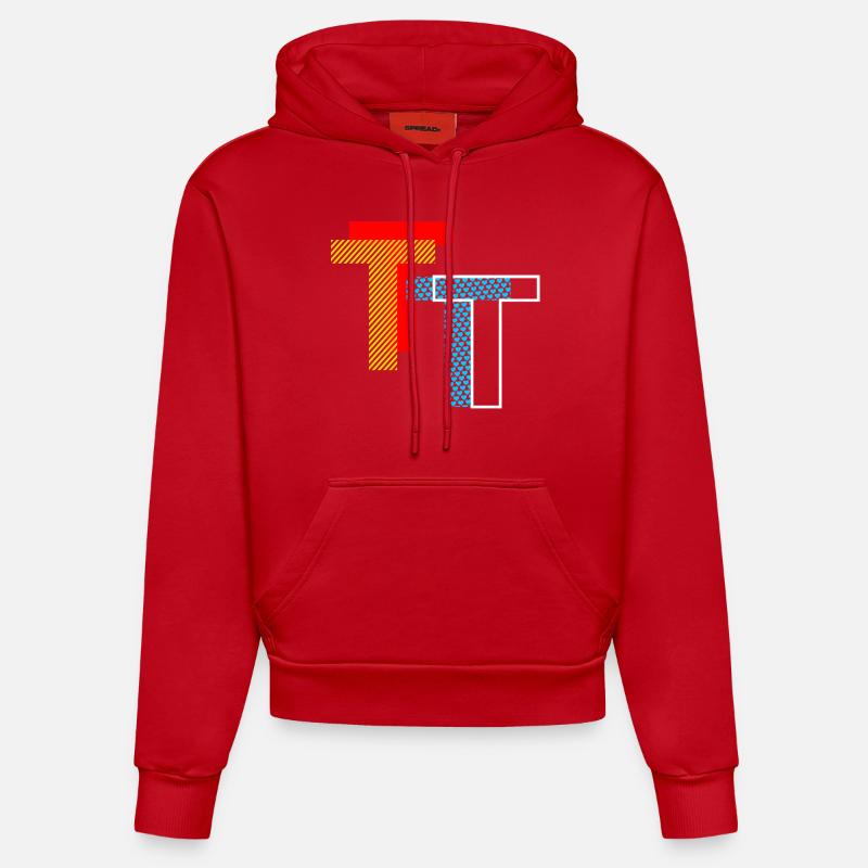 T Initial - Sweat à capuche bio ajusté fabriqué en UE - rouge