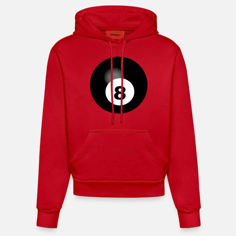 Noir 8 Billard - Sweat à capuche bio ajusté fabriqué en UE - rouge