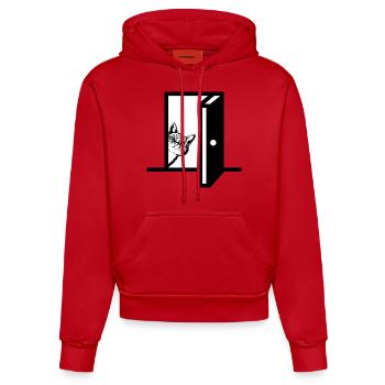 Lustige Tiere Katzengrafik - Organic Fitted Hoodie Made in EU - Rot - Vorne