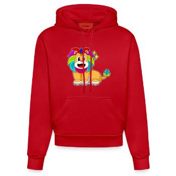 Lion Unicorn - Organic Fitted Hoodie Made in EU - red - Front