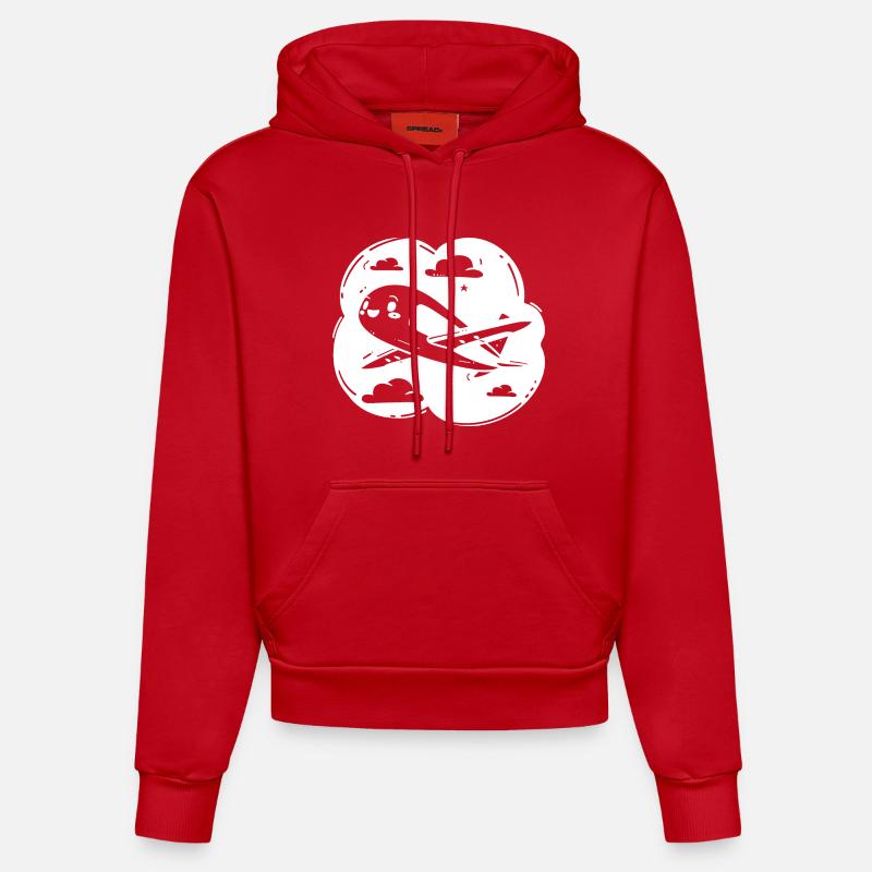 Dessin de l’avion d’hélice - Sweat à capuche bio ajusté fabriqué en UE - rouge
