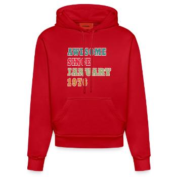 Geburtstag Januar 1976 Geschenk Vintage Limited - Organic Fitted Hoodie Made in EU - Rot - Vorne