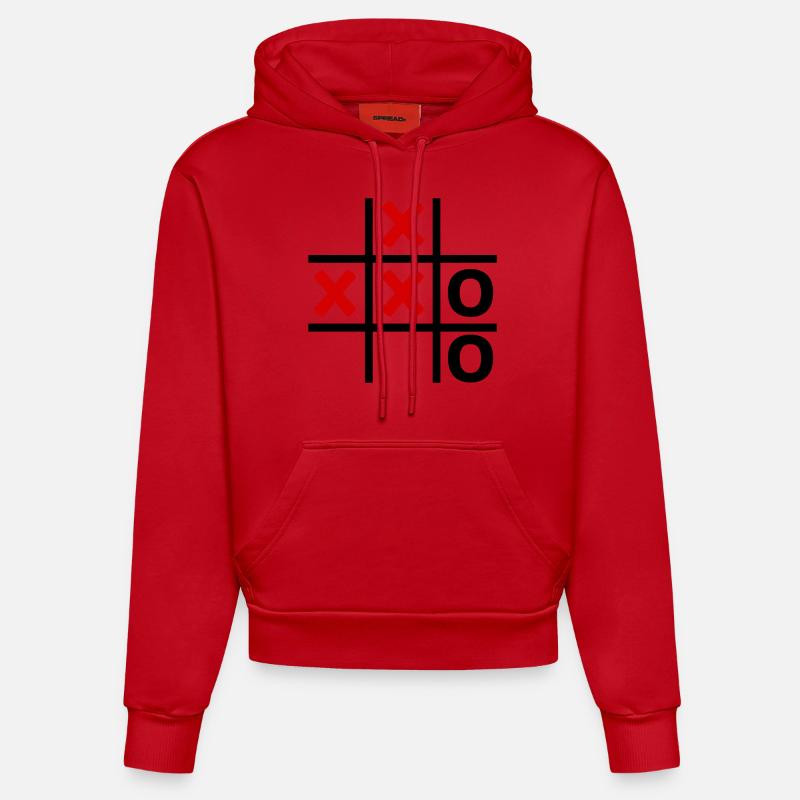 TIC TAC TOE Field Retro - Sweat à capuche bio ajusté fabriqué en UE - rouge