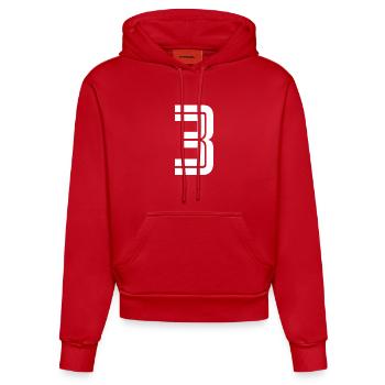 Jersey number 3 – 3 years anniversary gift - Organic Fitted Hoodie Made in EU - red - Front