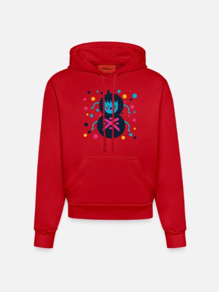 cute spider, gift, spinner - Organic Fitted Hoodie Made in EU - red