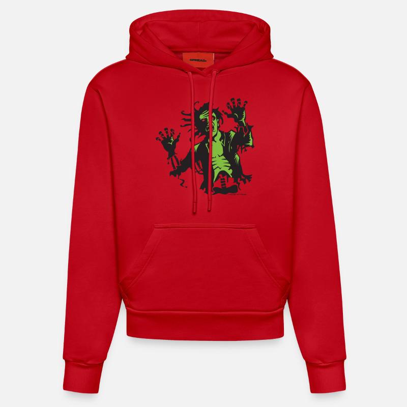 Zombie Attack - Sweat à capuche bio ajusté fabriqué en UE - rouge