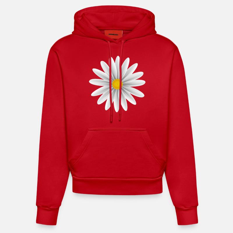 Daisy blanc vers le bas - Sweat à capuche bio ajusté fabriqué en UE - rouge