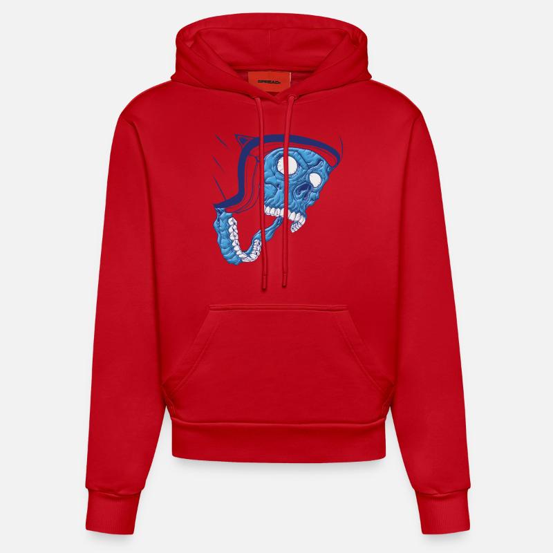 tête de mort - Sweat à capuche bio ajusté fabriqué en UE - rouge