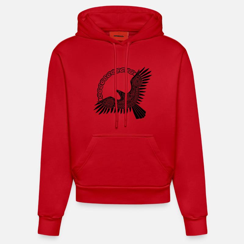 Aigle viking noir - Sweat à capuche bio ajusté fabriqué en UE - rouge