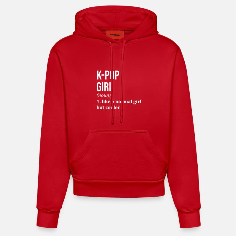 k pop - Sweat à capuche bio ajusté fabriqué en UE - rouge