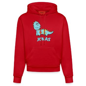 Dinosaurier lustig Kind Jonas Geschenk Geburtstag - Organic Fitted Hoodie Made in EU - Rot - Vorne
