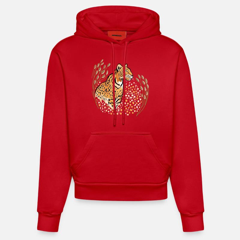 panthère - Sweat à capuche bio ajusté fabriqué en UE - rouge