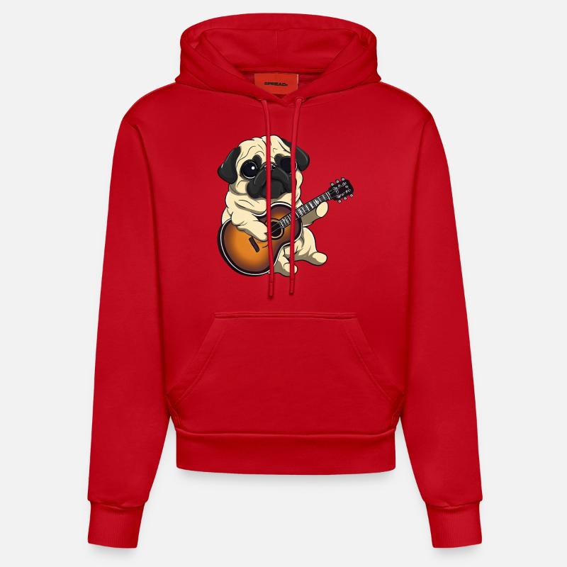 Guitariste de carlin - Sweat à capuche bio ajusté fabriqué en UE - rouge
