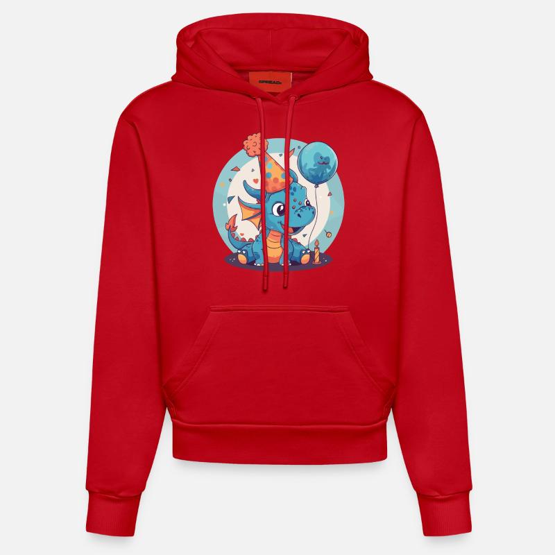 Dragon Anniversaire Bébé - Sweat à capuche bio ajusté fabriqué en UE - rouge