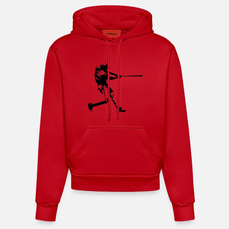 Conception de baseball - Sweat à capuche bio ajusté fabriqué en UE - rouge