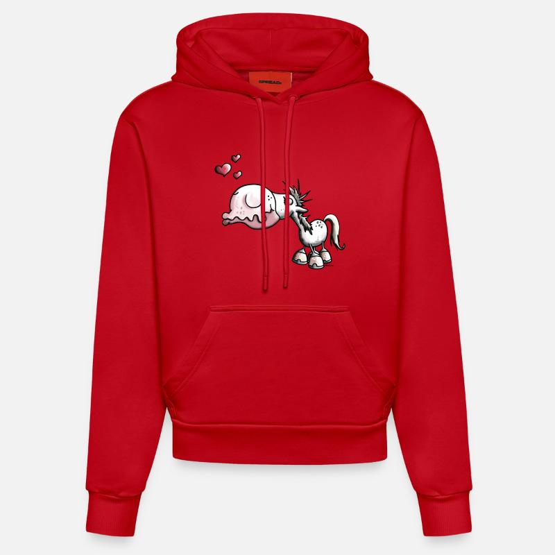 Cheval Baiser - Sweat à capuche bio ajusté fabriqué en UE - rouge