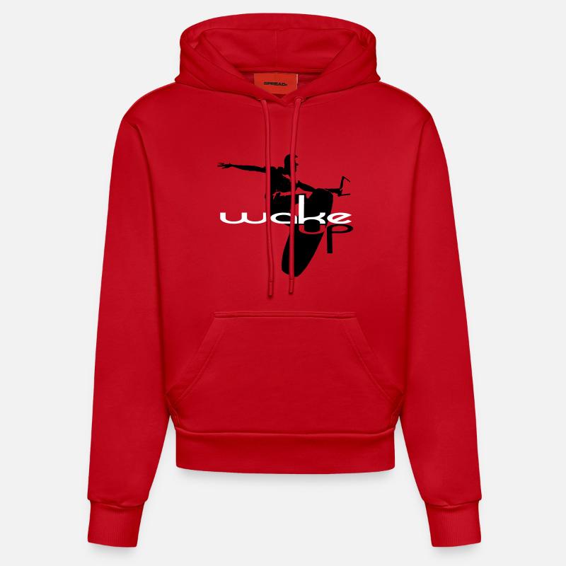 Wakeboard wake up wakeboard - Sweat à capuche bio ajusté fabriqué en UE - rouge