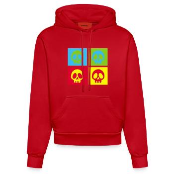 Pop art manga skull - Organic Fitted Hoodie Made in EU - red - Front