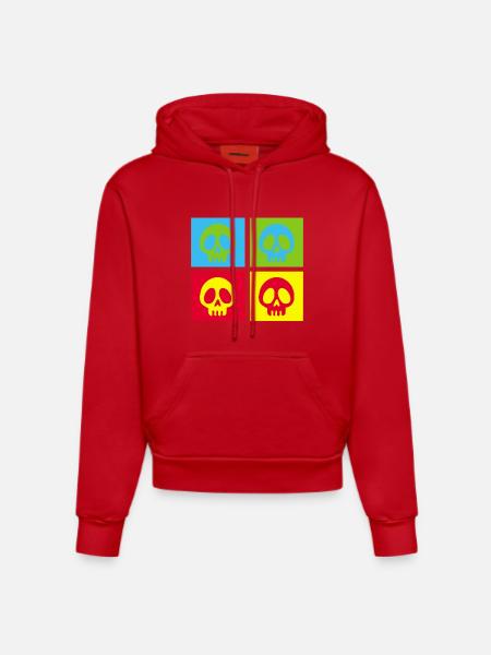 Pop art manga skull - Organic Fitted Hoodie Made in EU - red