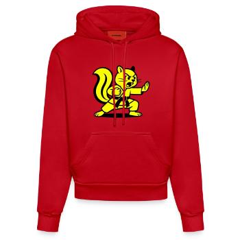 Karate Eichhörnchen! - Organic Fitted Hoodie Made in EU - Rot - Vorne