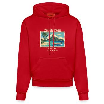 Polynesien Bora Bora Vintage Reisemarke - Organic Fitted Hoodie Made in EU - Rot - Vorne