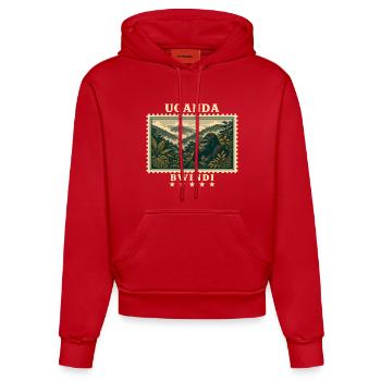 Uganda Bwindi Vintage Travel Brand - Organic Fitted Hoodie Made in EU - red - Front