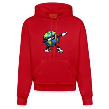 Tasser la terre - Sweat à capuche bio ajusté fabriqué en UE - rouge - Devant