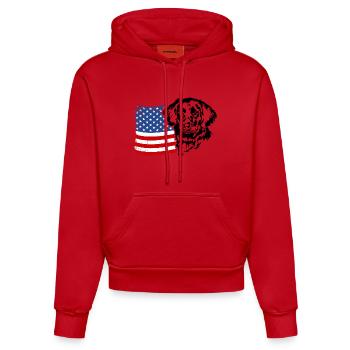 Stabjihoun US Flag Dog Dogs Wilsigns - Organic Fitted Hoodie Made in EU - red - Front