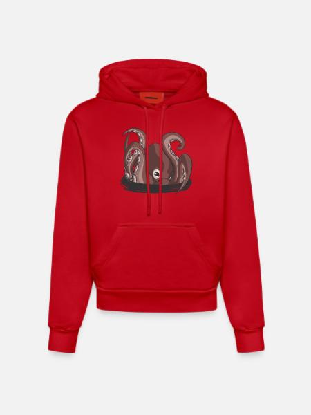 Der Beginn der Krake - Organic Fitted Hoodie Made in EU - Rot
