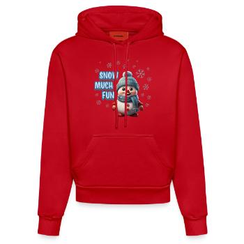SNOW MUCH FUN - Niedlicher Schneemann - Organic Fitted Hoodie Made in EU - Rot - Vorne