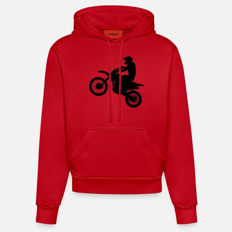 Motorcross - Sweat à capuche bio ajusté fabriqué en UE - rouge