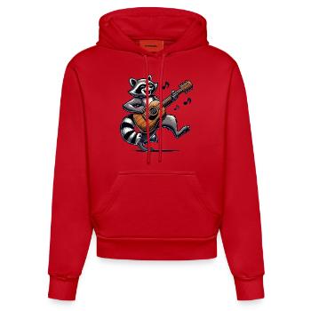 Raccoon Guitar Music - Organic Fitted Hoodie Made in EU - red - Front