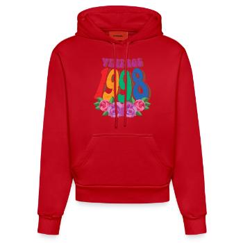 Retro Flower 1998, 24 Years Old 24th Birthday Gift - Organic Fitted Hoodie Made in EU - red - Front