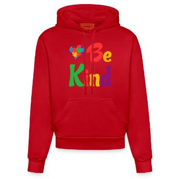 Love Be Kind Grafik - Organic Fitted Hoodie Made in EU - Rot - Vorne