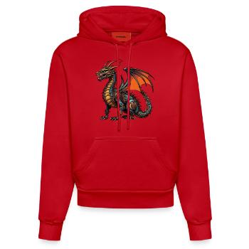 Drache - Organic Fitted Hoodie Made in EU - Rot - Vorne