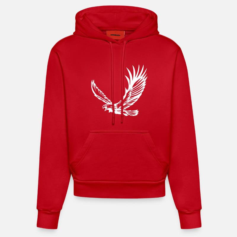 Aigle en vol - Design - Sweat à capuche bio ajusté fabriqué en UE - rouge