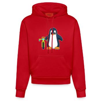 Pinguin Fahrrad - Organic Fitted Hoodie Made in EU - Rot - Vorne