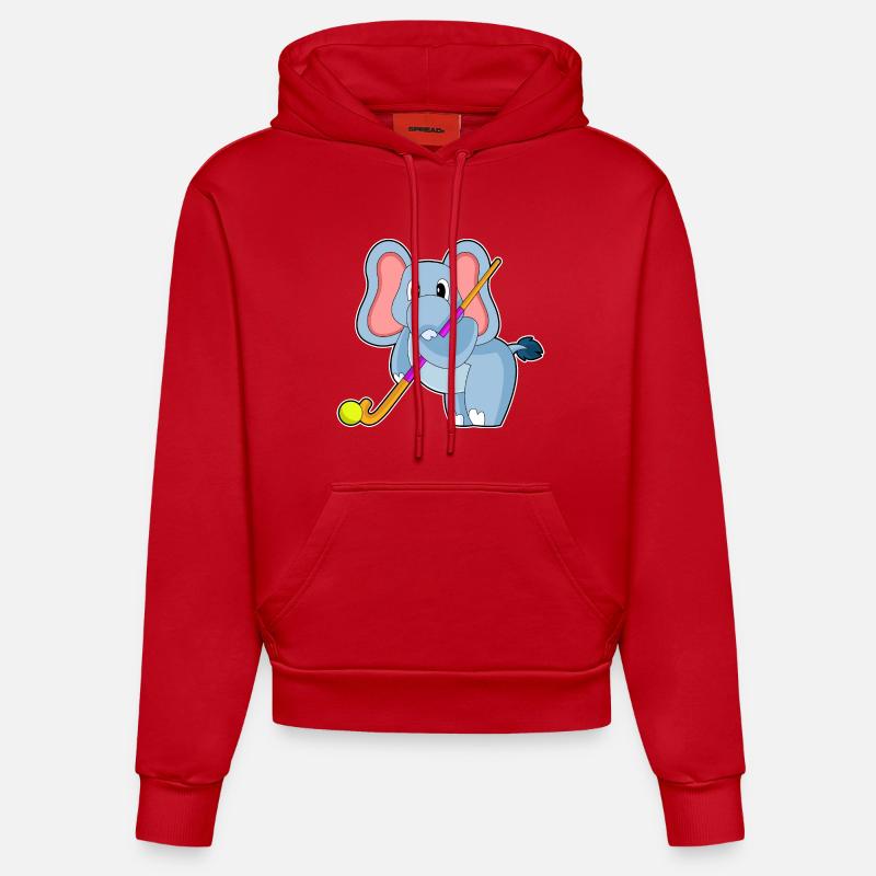 Bâton de hockey Elephant - Sweat à capuche bio ajusté fabriqué en UE - rouge