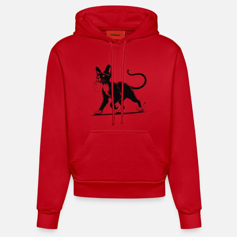 Devon Rex Design – Charmant et unique - Sweat à capuche bio ajusté fabriqué en UE - rouge