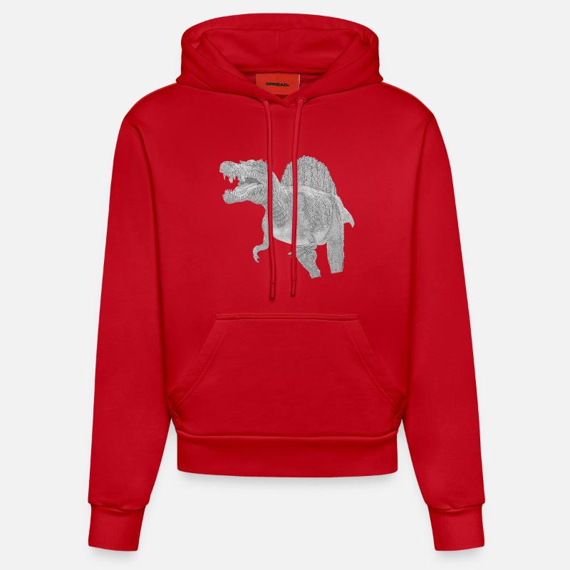 Spinosaure - Sweat à capuche bio ajusté fabriqué en UE - rouge