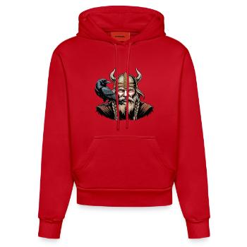 Wikinger Viking Legende Seemann Odin Rabe Kämpfer - Organic Fitted Hoodie Made in EU - Rot - Vorne