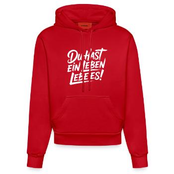 Du hast nur ein Leben – Lebe es - Organic Fitted Hoodie Made in EU - Rot - Vorne